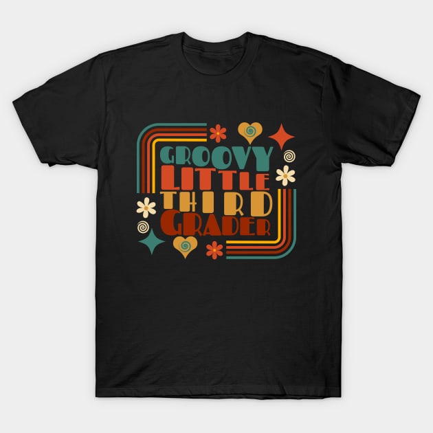 Groovy Little Third Grader First Day of School T-Shirt by Myartstor 